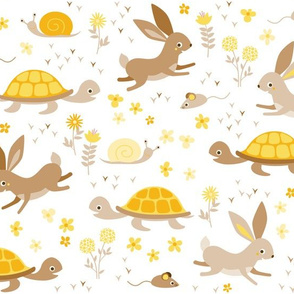 tortoise, hare, mouse and snail - yellow