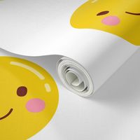 FQ happy smile :: cheeky emoji faces - fat quarter pillow / plush - diy cut and sew project