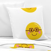 FQ nerd glasses :: cheeky emoji faces - fat quarter pillow / plush - diy cut and sew project