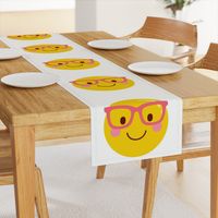 FQ nerd glasses pink :: cheeky emoji faces - fat quarter pillow / plush - diy cut and sew project