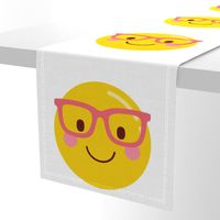 FQ nerd glasses pink :: cheeky emoji faces - fat quarter pillow / plush - diy cut and sew project