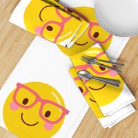 FQ nerd glasses pink :: cheeky emoji faces - fat quarter pillow / plush - diy cut and sew project