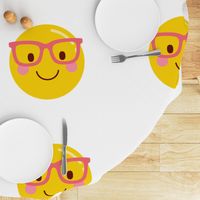 FQ nerd glasses pink :: cheeky emoji faces - fat quarter pillow / plush - diy cut and sew project