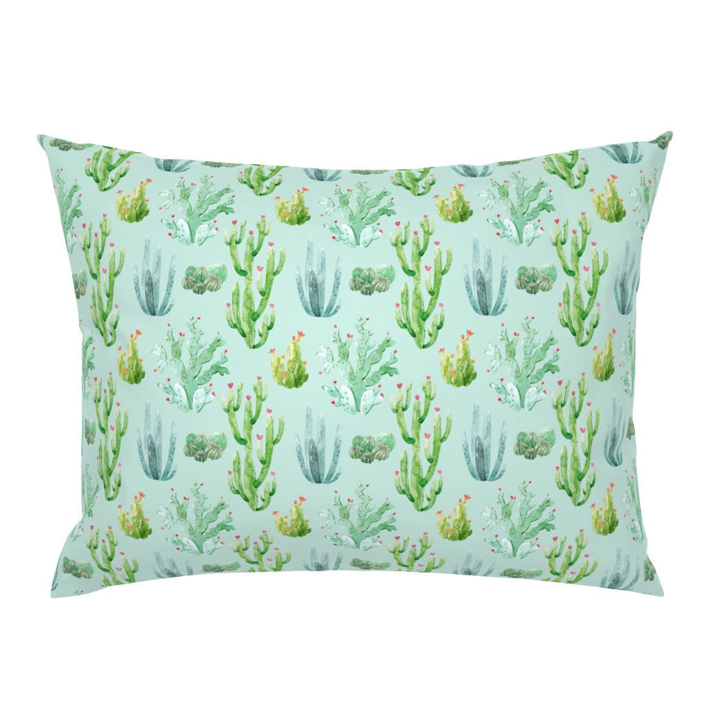 6" Watercolor Desert Cactus // Aqua