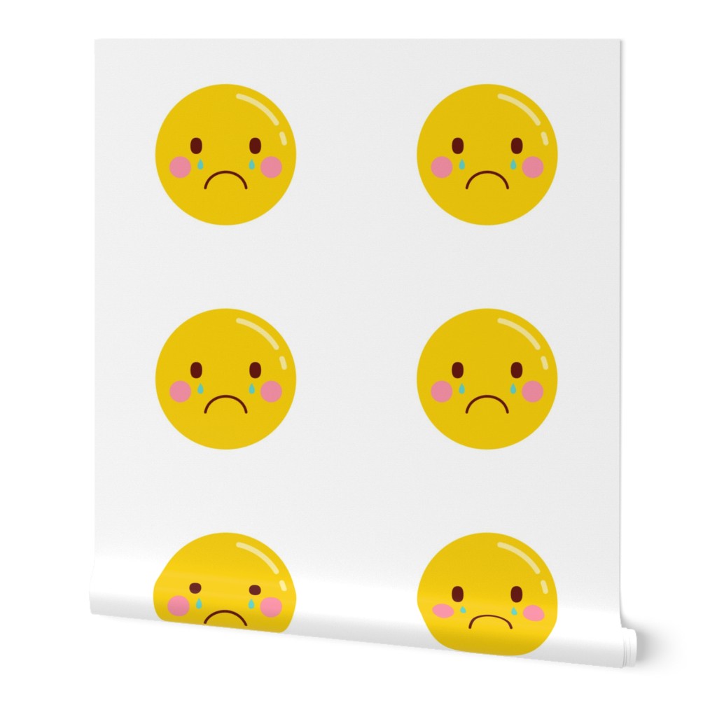 FQ sad crying tears :: cheeky emoji faces - fat quarter pillow / plush - diy cut and sew project