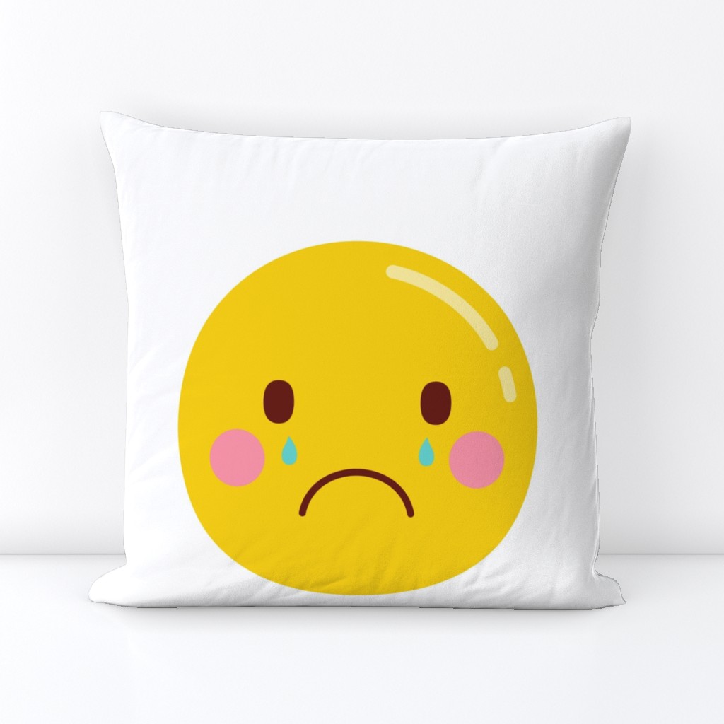 FQ sad crying tears :: cheeky emoji faces - fat quarter pillow / plush - diy cut and sew project