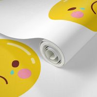 FQ sad crying tears :: cheeky emoji faces - fat quarter pillow / plush - diy cut and sew project