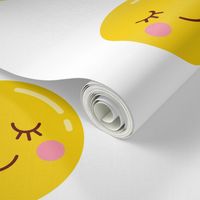 FQ sleepy smile :: cheeky emoji faces - fat quarter pillow / plush - diy cut and sew project