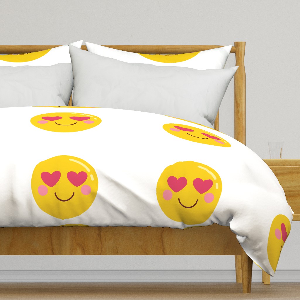 FQ heart eyes :: cheeky emoji faces - fat quarter pillow / plush - diy cut and sew project