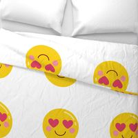 FQ heart eyes :: cheeky emoji faces - fat quarter pillow / plush - diy cut and sew project