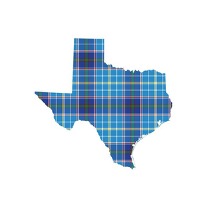 Texas silhouette - 18" bright bluebonnet tartan on white