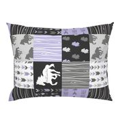 Horse Patchwork - lilac, black, and grey - ROTATED - Wild and free