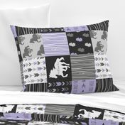 Horse Patchwork - lilac, black, and grey - ROTATED - Wild and free