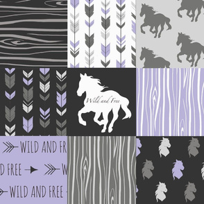 Wild Horses Patchwork - lilac, black and grey