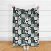 Wild Horses Patchwork - Mint, Black And grey - Wild and free