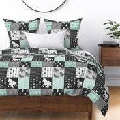 Wild Horses Patchwork - Mint, Black And grey - Wild and free