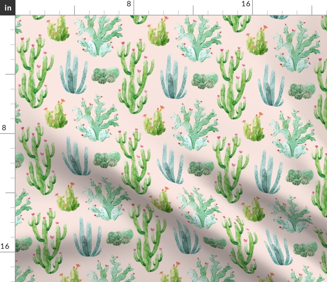 6" Watercolor Desert Cactus // Blush