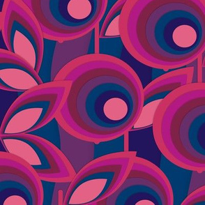 Paradise apples, Dark pink, paper cut imitation. Dark blue background