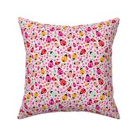 Colorful lady bugs blossom illustration pattern for girls SMALL