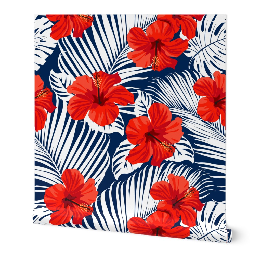 Topical Hawaii Watercolor Hibiscus Flowers Floral