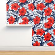 Topical Hawaii Watercolor Hibiscus Flowers Floral