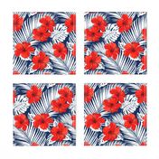 Topical Hawaii Watercolor Hibiscus Flowers Floral