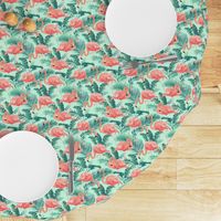 Pink Flamingos on Teal Tropical Birds Tropical Plants