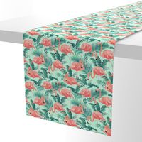 Pink Flamingos on Teal Tropical Birds Tropical Plants