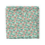 Pink Flamingos on Teal Tropical Birds Tropical Plants