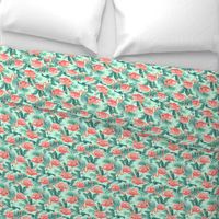 Pink Flamingos on Teal Tropical Birds Tropical Plants