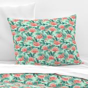 Pink Flamingos on Teal Tropical Birds Tropical Plants