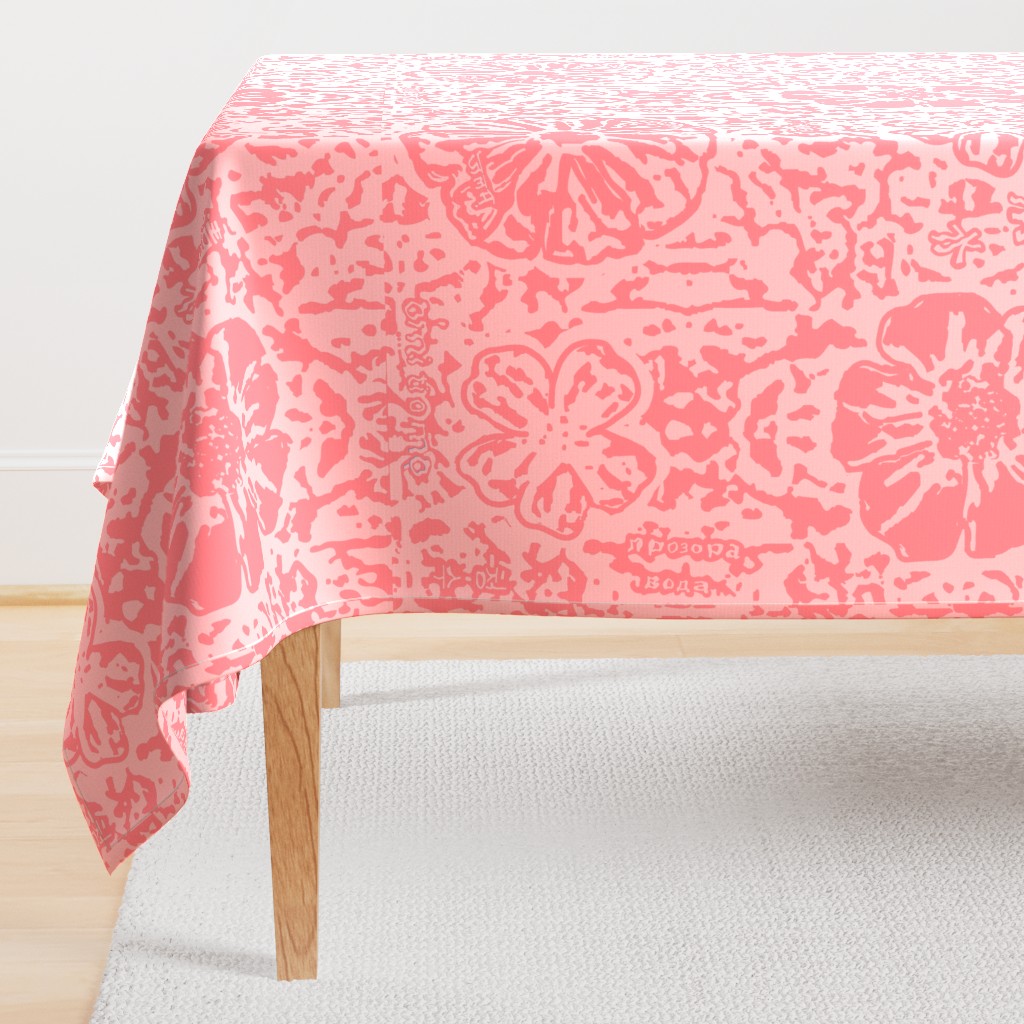 24" LARGE Salmon Pink Floral Block Print