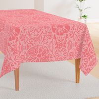 24" LARGE Salmon Pink Floral Block Print