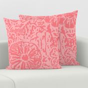 24" LARGE Salmon Pink Floral Block Print