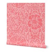 24" LARGE Salmon Pink Floral Block Print