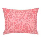 24" LARGE Salmon Pink Floral Block Print