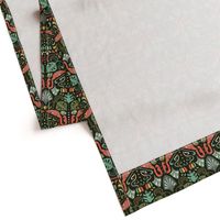 Artdeco flamingos and tropical leaves design pattern.