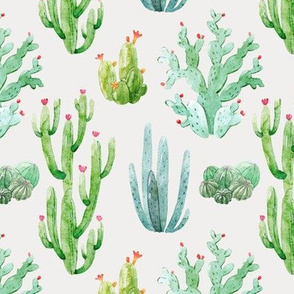 6" Watercolor Desert Cactus // Sand Gray