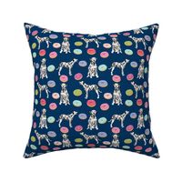 dalmatian donuts food dog breed fabric navy