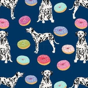 dalmatian donuts food dog breed fabric navy
