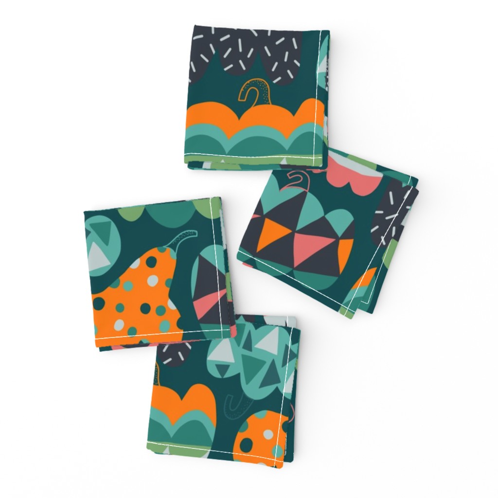 Funny color block pumpkins fabric pattern.