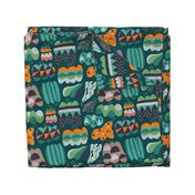 Funny color block pumpkins fabric pattern.