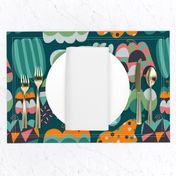 Funny color block pumpkins fabric pattern.