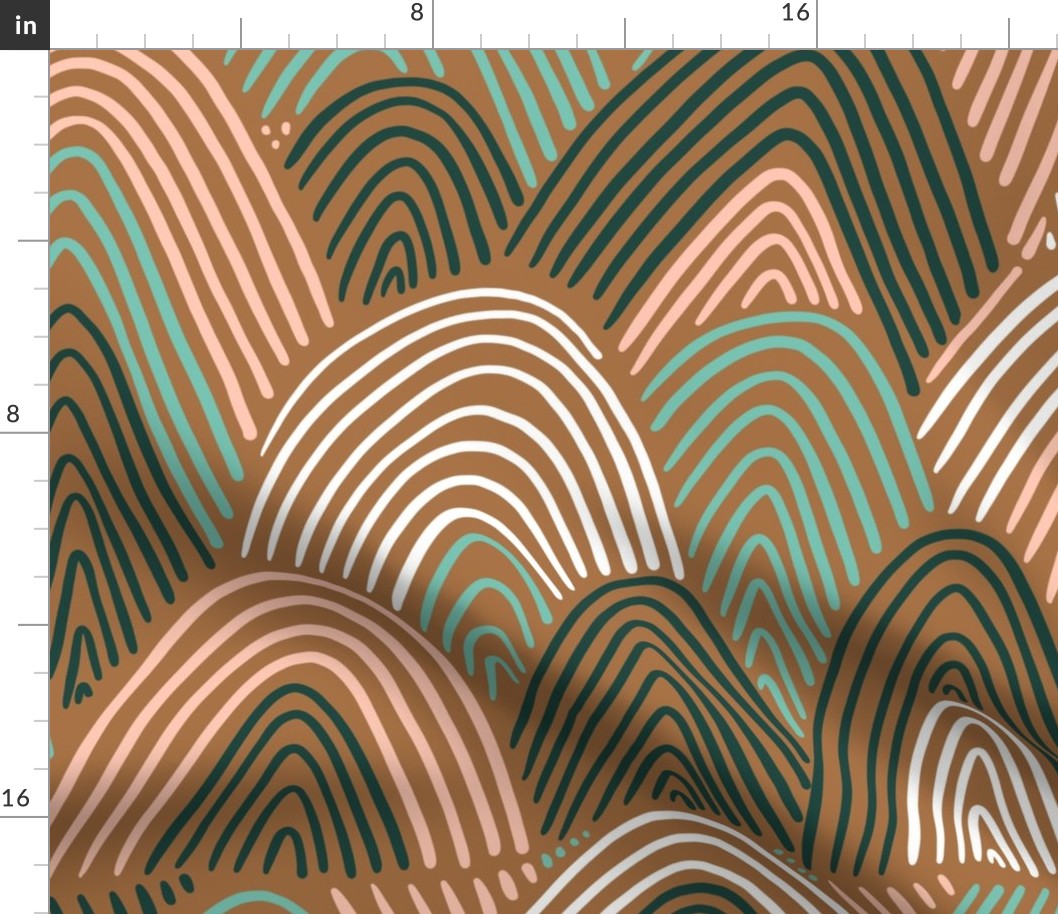 bronze spearmint rose forest abstract rainbows design