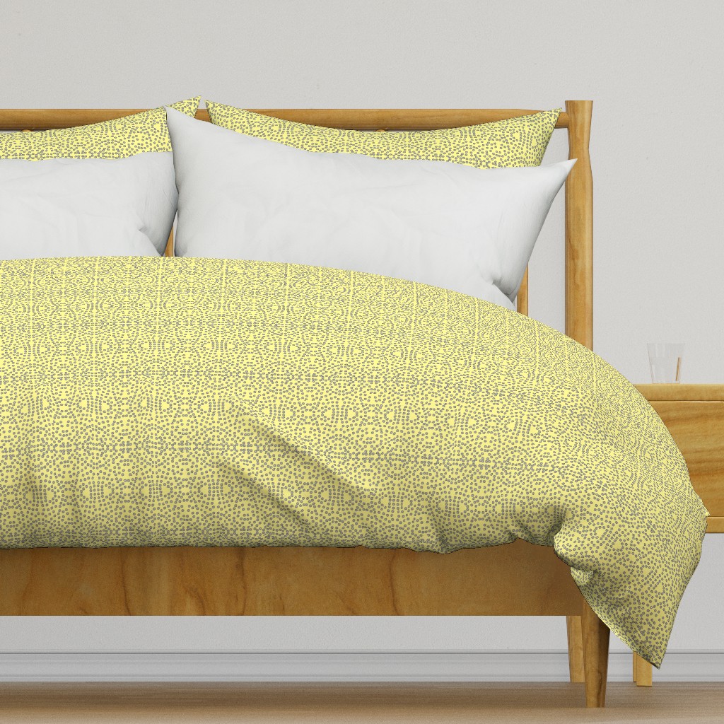 A Lacy Mesh of Twinkling Dots on Buttery Yellow