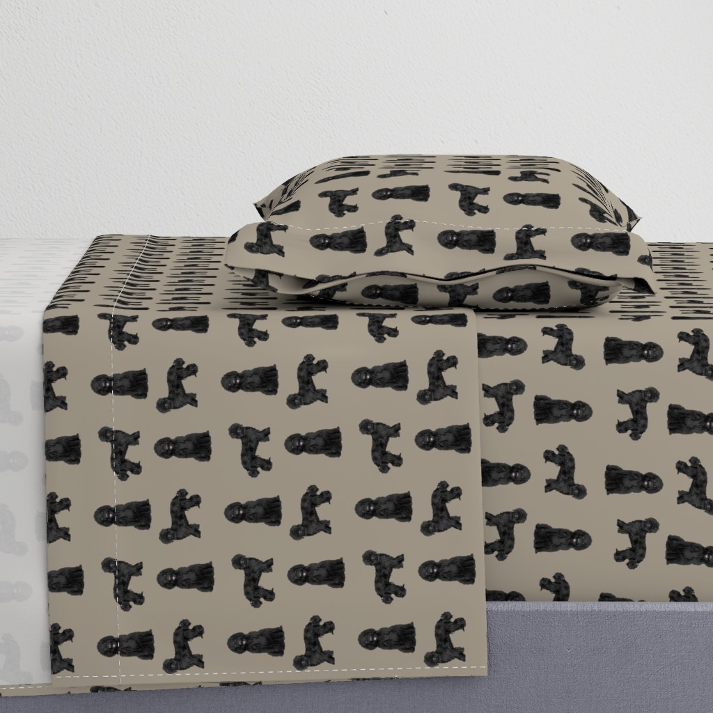 labradoodle dog fabric - black labradoodles design - brown