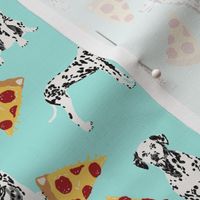 dalmatian food pizza design - cute dogs and pizza food print - aqua