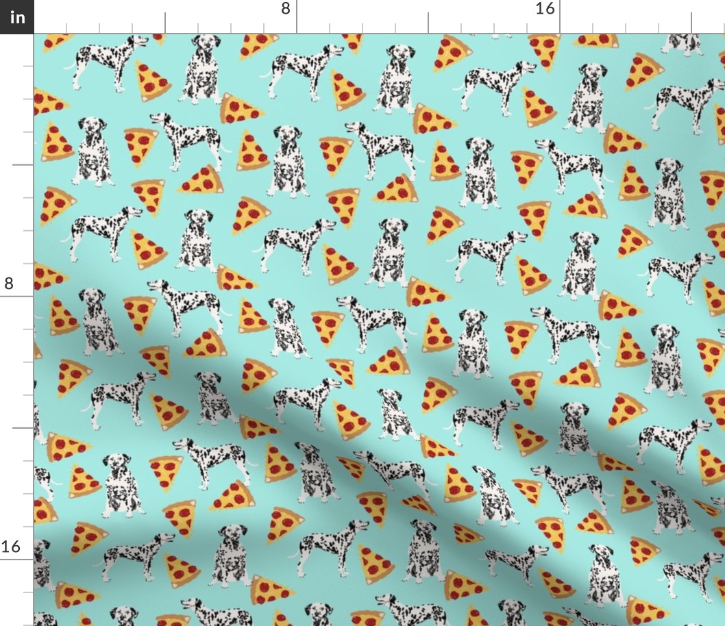 dalmatian food pizza design - cute dogs and pizza food print - aqua