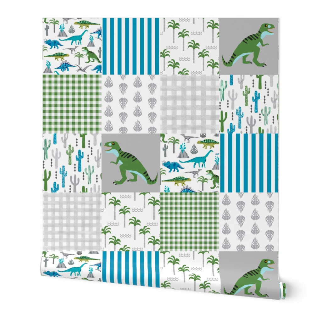 dino quilt  dinosaurs nursery cheater quilt 