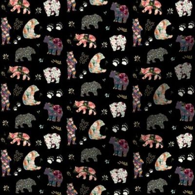 2.5" PATCHWORK BEARS FLORAL / Black